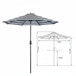 Patio Umbrella With Crank Lift & Push Button Tilt Frame, 200G / Sqm Solution Dyed Canopy - Blue Multi / Brown