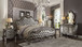 Versailles II - Queen Bed - Silver Synthetic Leather & Antique Platinum