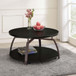 Round Coffee Table With Storage Shelf - Black
