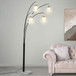 Marcos - Hanging Crystal Arc Tree Floor Lamp With Sculptural Frame - Black