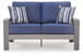 Half Moon Beach - Loveseat With Cushion - Blue / Gray
