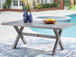 Half Moon Beach - Rectangular Dining Table With Umbrella Option - Gray
