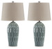Hadbury - Ceramic Table Lamp (Set of 2) - Pale Blue / Teal