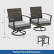 3 Piece Patio Furniture, Swivel Rocker Bistro Set With Side Table & Cushions For Porch - Gray