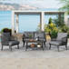 4 Piece Outdoor Patio Furniture Set, Metal Chairs With Woven Rope U Shaped Backrest