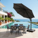 Round Cantilever Patio Umbrella With 360 Rotation & Infinite Tilt Adjustment