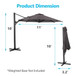 Round Cantilever Patio Umbrella With 360 Rotation & Infinite Tilt Adjustment