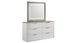 Jazz Modern High-Gloss White 6-Drawer Dresser with Gray Marble-Style Top and Polished Chrome Accents by Galaxy Home Furnishings