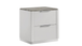 Jazz Modern High-Gloss White 2-Drawer Nightstand with Gray Marble-Style Top and Chrome Plinth Base by Galaxy Home Furnishings