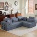Modern L-Shape Modular Sectional Sofa, Compressed Design