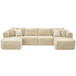 Modular Sectional Sofa, Boneless Couch With 2 Movable Ottomans