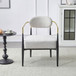 Mid Century Modern Upholstered Accent Armchair With Tapered Legs - Beige / Black / Gold