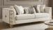 Contessa Modern Velvet Sofa with Button Tufting and Gold Stainless Steel Legs by Galaxy Home Furnishings