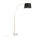 Salon - Floor Lamp - White Marble And Antique Brass With Black Linen Shade Metal