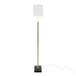 Folia - Floor Lamp - Gold Metal With White Linen Shade And Black Marble Base
