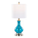 Jasmine - 22" Glass Accent Lamp (Set of 2) - Clear Sapphire Blue Seeded Glass, Brushed Nickel And White Linen Shade from Grandview Gallery