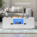 Modern High Glossy Rectangle Coffee Table, Accent Furniture With 16 Color LED Lights For Living Room - White