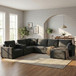 Modular 5 Seat U-Shape Sectional Sofa With Chaise Lounge, Built In Cup Holders And Storage Drawer