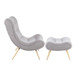 Cloud - Contemporary Chair With Ottoman - Natural Wood And Gray Sherpa Fabric