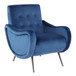 Rafael - Contemporary Lounge Chair - Black Metal And Blue Velvet