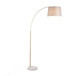 March - Floor Lamp - White Marble And Antique Brass Metal With Gray Linen Shade
