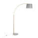 March - Floor Lamp - White Marble And Antique Brass Metal With Gray Linen Shade