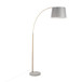 March - Floor Lamp - White Marble And Antique Brass Metal With Gray Linen Shade