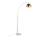 March - Floor Lamp - White Marble And Nickel With Antique Brass Metal Shade