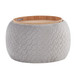 Tray - Pouf Contemporary Ottoman - Natural Wood And Silver Velvet