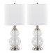 Belle - Contemporary Glass Accent Lamp (Set of 2) - Clear Wrinkle Glass, Brushed Nickel And White Linen Shade From Grandview Gallery