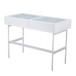 Emery - Console Table - White Wood, White Steel, And Glass Top