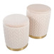 Marla - Contemporary/Glam Quilted Ottoman (Set of 2) - Gold Metal And Cream Velvet