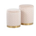 Marla - Contemporary/Glam Quilted Ottoman (Set of 2) - Gold Metal And Cream Velvet