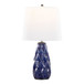 Hex - Contemporary Ceramic Accent Lamp (Set of 2) - Estate Blue Ceramic, Polished Nickel And White Linen Shade From Grandview Gallery