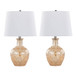 Gloria - Round Contemporary Glass Accent Lamp (Set of 2) - Clear Champagne Lustre Glass, Chrome Metal And White Linen Shade From Grandview Gallery