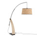 Robyn - Salon - Mid-Century Modern Floor Lamp - Natural Wood And Black Metal With Natural Rattan Shade