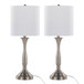 Sawyer - Contemporary Metal Table Lamp (Set of 2) - Brushed Nickel With White Linen Shade And Built - In Usb Port From Grandview Gallery