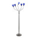 Medusa - Contemporary Floor Lamp - Black Chrome Base And Blue Glass Sconces