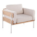 Kari - Farmhouse Accent Chair - White Metal, Natural Wood