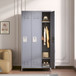 3 Door Lockers With Lock For Home, Gym, Office, School, And Garage - Gray