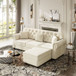 Upholstered 3 Seater Sofa Set With Ottoman