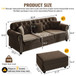 Upholstered 3 Seater Sofa Set With Ottoman