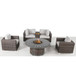 Patio Seating Group For 4 With Cushions And Fire Pit Table - Brown