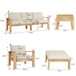 Outdoor 4 Pieces Acacia Sectional Patio Sofa Set - Light Gray / Teak