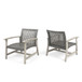 Outdoor Club Chair With Rattan Cover And Acacia Wood Frame - Gray