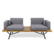 Outdoor Sofa With Cushions And Iron Legs - Dark Gray