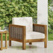 Outdoor Acacia Wood Club Chair With Wicker Accents