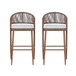 Outdoor Bar Height Metal Frame Counter Stools With Scallop Shaped Backrest & Water Resistant Cushions