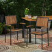 Vermilion - Outdoor Dining Chair With Vertical Slat And Wooden Arm