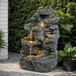 Concrete Rock Waterfall Fountain With LED Lights, Outdoor Garden Decor